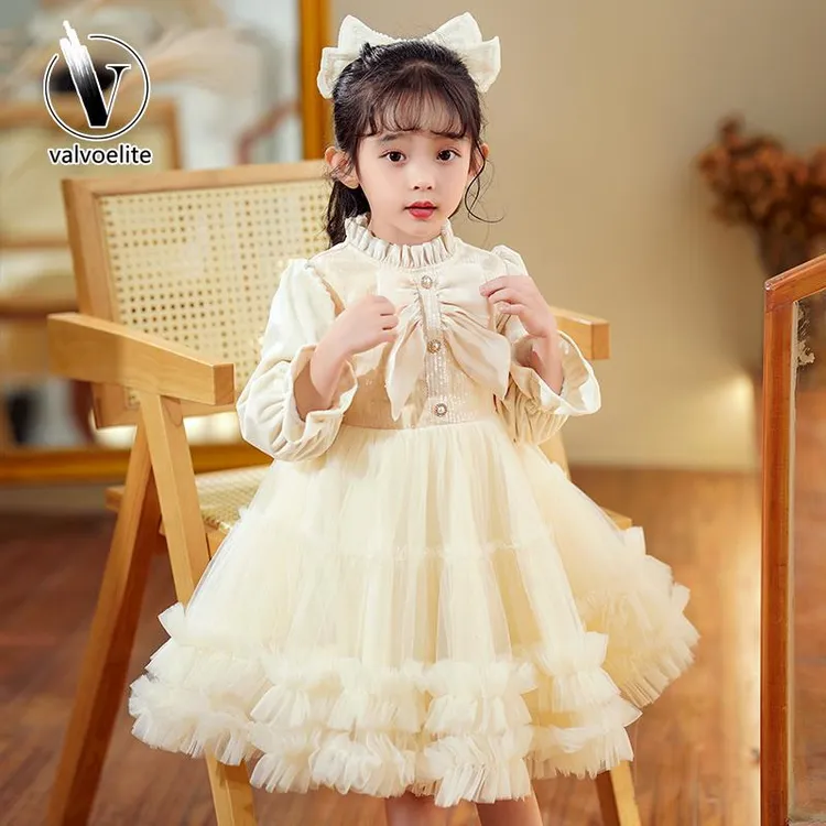 VALVOELITE女童洋装秋冬2025新款洋派时髦蓬蓬裙子中大童公主裙潮
