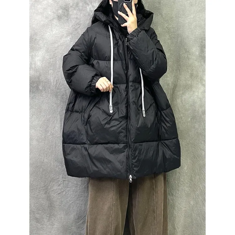 DUCURNO高端连帽羽绒服女冬季2026新款时尚大码加厚保暖百搭外套