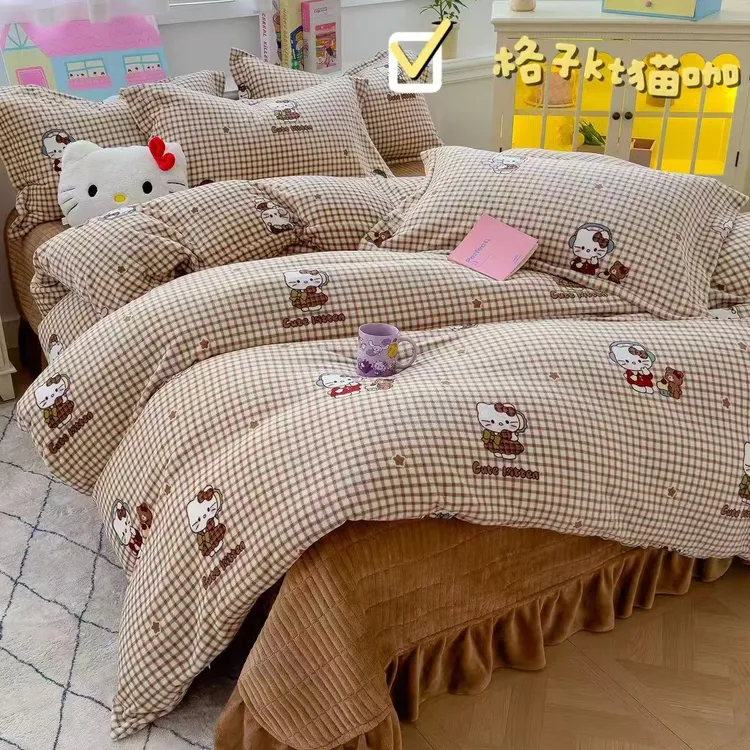 秋冬季 床盖款加厚牛奶绒四件套1.8/2.0m床双人保暖绒套件