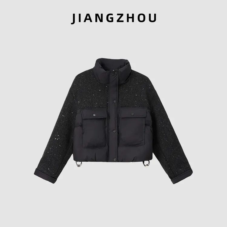 江洲【星叙】保暖加厚秋冬新款休闲风设计感百搭短款多口袋棉服外套