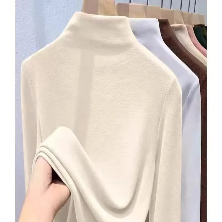 敏敏家园大码女装JMH6086德绒半高领打底衫