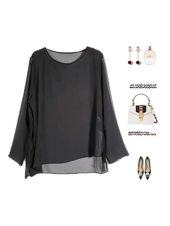 【广州微姐】夏季防晒圆领中长款纯色长袖罩衫8859（双层不透）