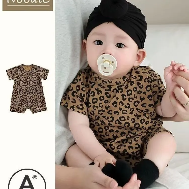 宝宝夏装可爱薄款连体衣洋气包屁衣男女宝宝时尚豹纹哈衣爬服