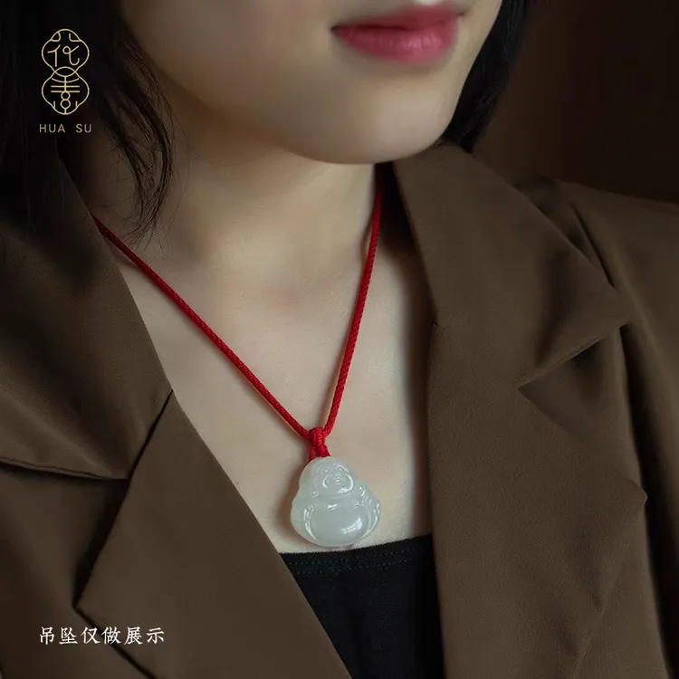 绳锁骨链时尚情侣镶嵌饰品女款玉坠编绳项链