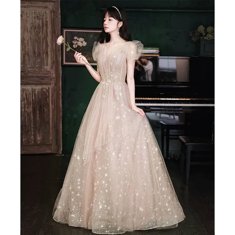 高端法式晚礼服女2025新款高级感成人礼裙演出服宴会气质声乐艺考