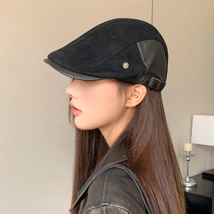 英伦风复古前进帽子女围巾女款2025新款帽子女秋冬时尚前进帽