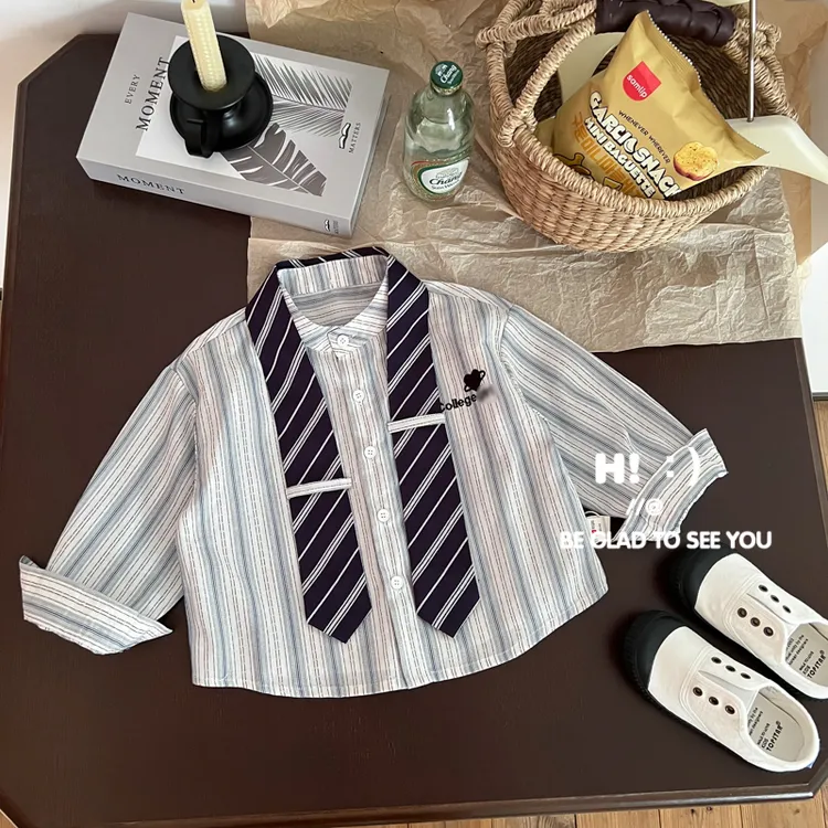 【现货】郝叔童品秋季新款上新2025潮牌男童时尚网红长袖衬衫BY5337