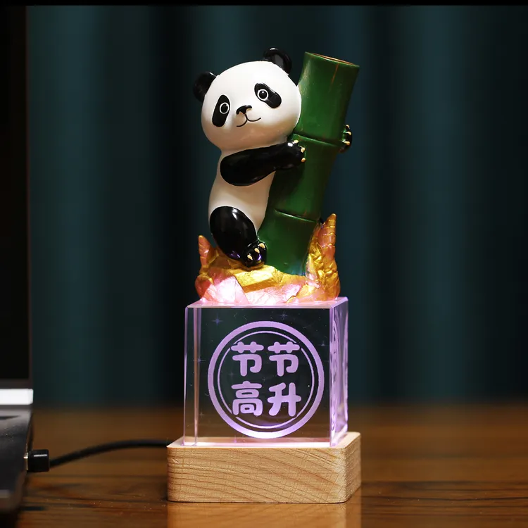 办公室工位系礼物可爱熊猫笔插节节高升家居国风桌面创意摆件桌搭