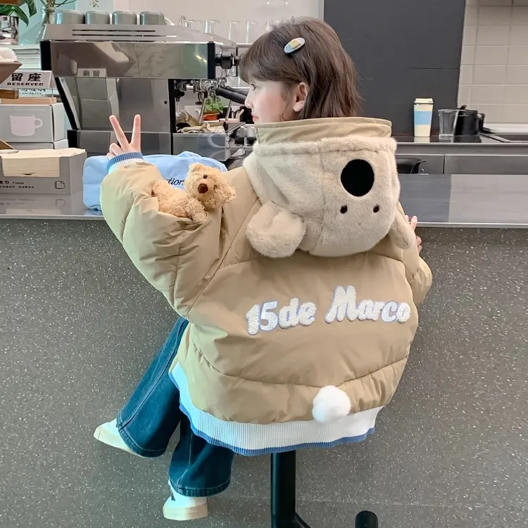 女童棉服冬装外套2025新款洋气大童时髦冬季加厚棉袄儿童连帽棉衣