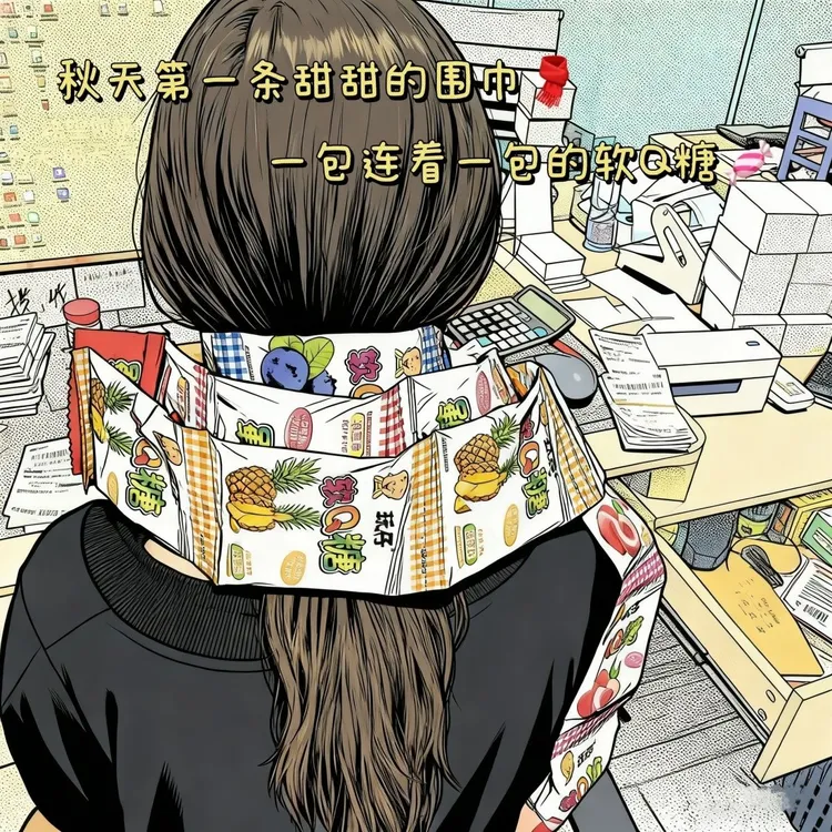 秋天的第一条围巾造型果汁软糖混合水果味休闲解馋零食