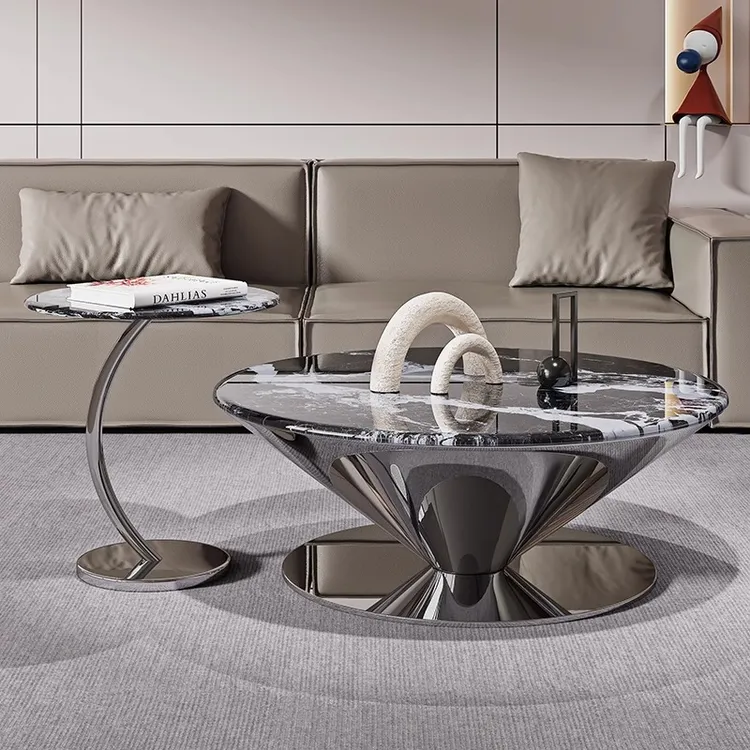 天然大理石悬浮茶几奢石客厅家用设计师意式轻奢高档别墅可定制