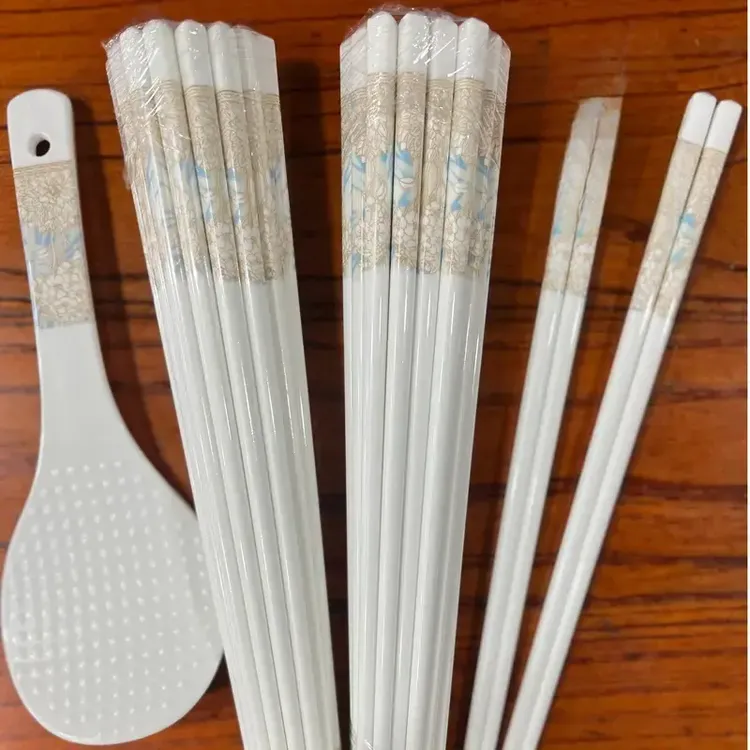 家用防滑白瓷筷子景德镇陶瓷家用筷子防潮耐温防滑专用中式陶瓷筷