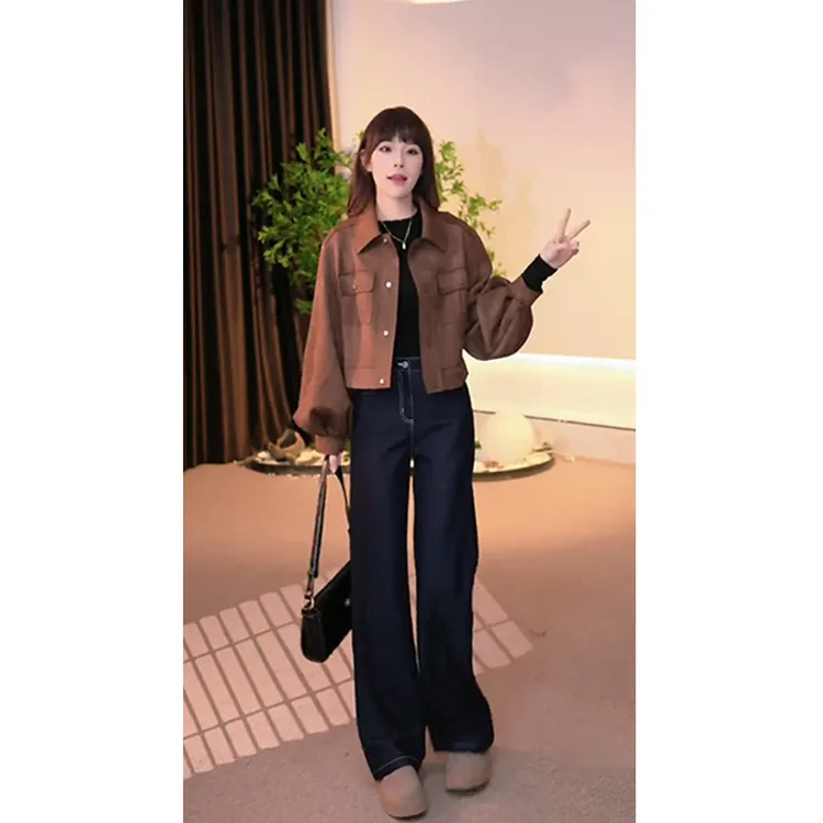 2025春季新款小个子气质休闲短款外套女装宽松单排扣独特漂亮上衣