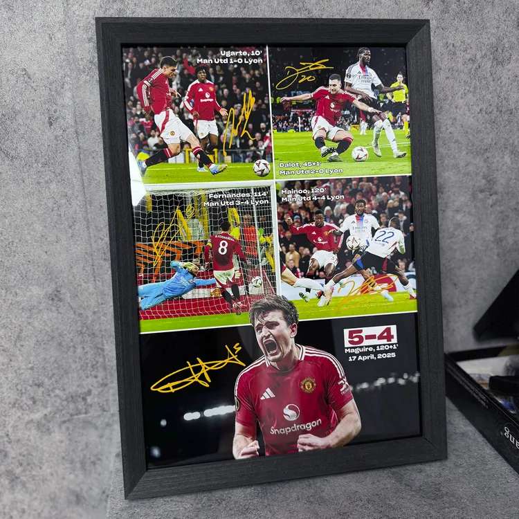 曼联超级大逆转马奎尔绝杀实木装饰相框照片墙桌摆挂框摆件壁画