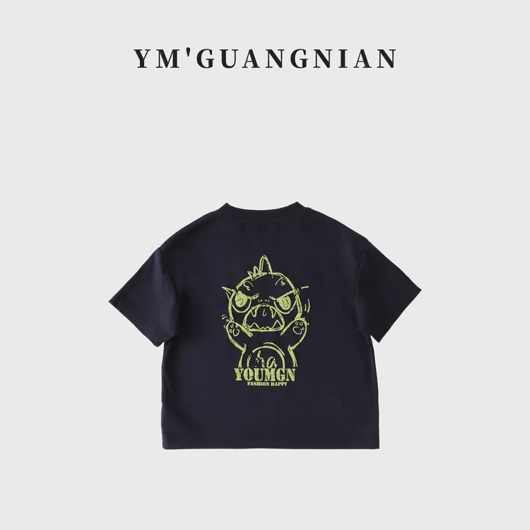 【幼棉光年】夏季男童休闲百搭印花T恤圆领1221231