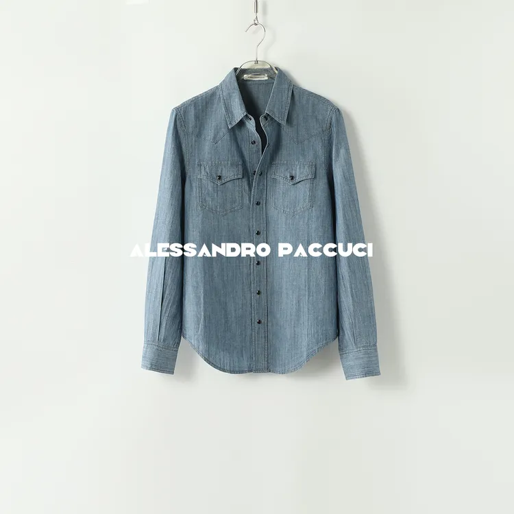 AP洛哥43072HC【冰岛日落】棉麻 翻领百搭基础款时尚牛仔衬衫