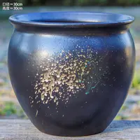 特大号复古泼墨大口径透气盆栽花盆室内外多肉花卉绿植粗陶大花盆