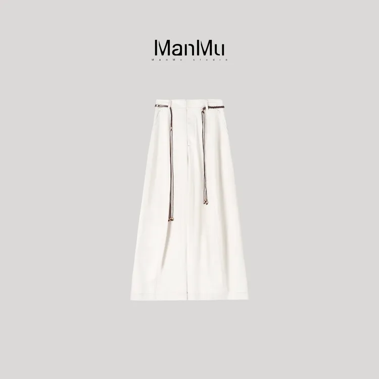 满目ManMu 【张琪专属】高级定制秋冬时尚双色天丝长裤百搭350692