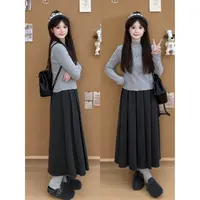 【燃燃定制】150小个子秋冬高腰毛呢百褶显瘦百搭中长款半身裙-602