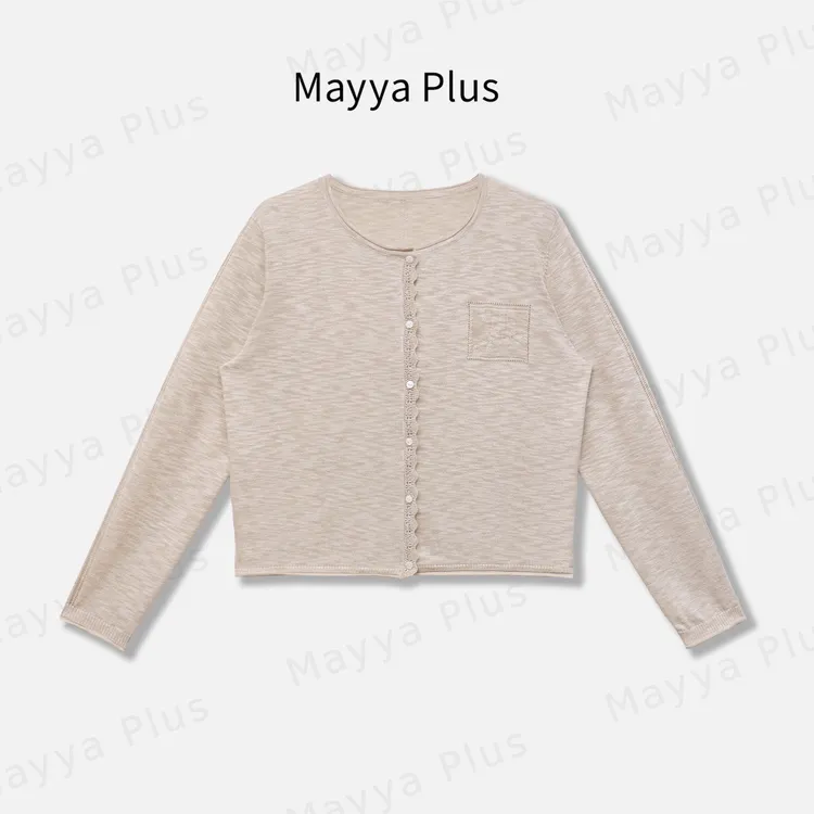 【早秋集】Mayya Plus麦芽定制韩系圆领长袖女针织开衫上衣32536139
