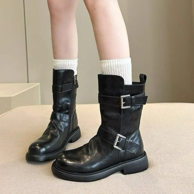帅到心坎~版型杠杠的牛货真皮欧美风ins显瘦马丁靴女短靴子机车靴