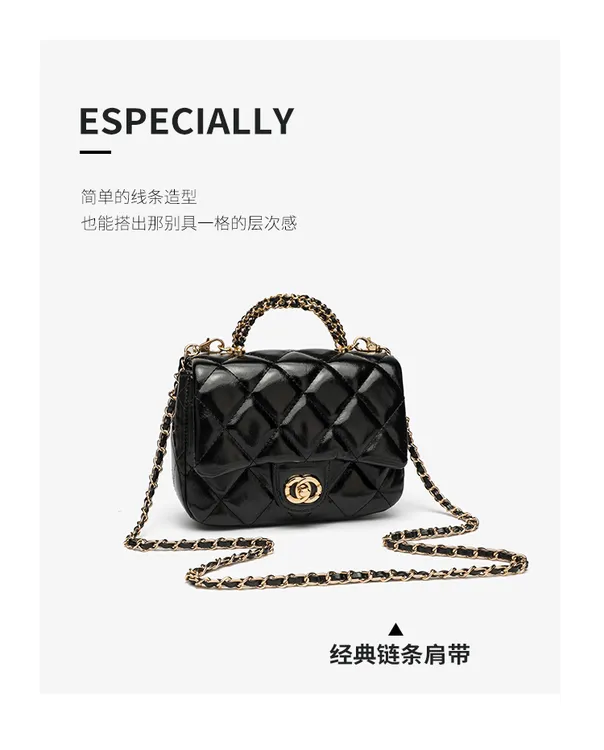 今年流行小包包女式女款新款小香风菱格链条包真皮单肩斜挎包