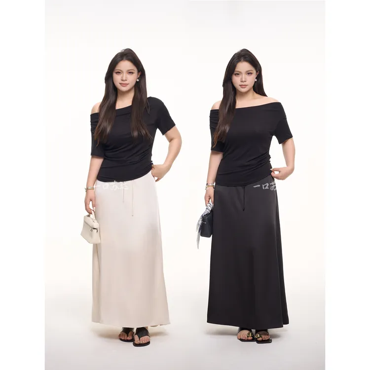 一口苏达 缎面裙 韩系ins慵懒松弛感洋气小众女装遮肉显瘦半身裙