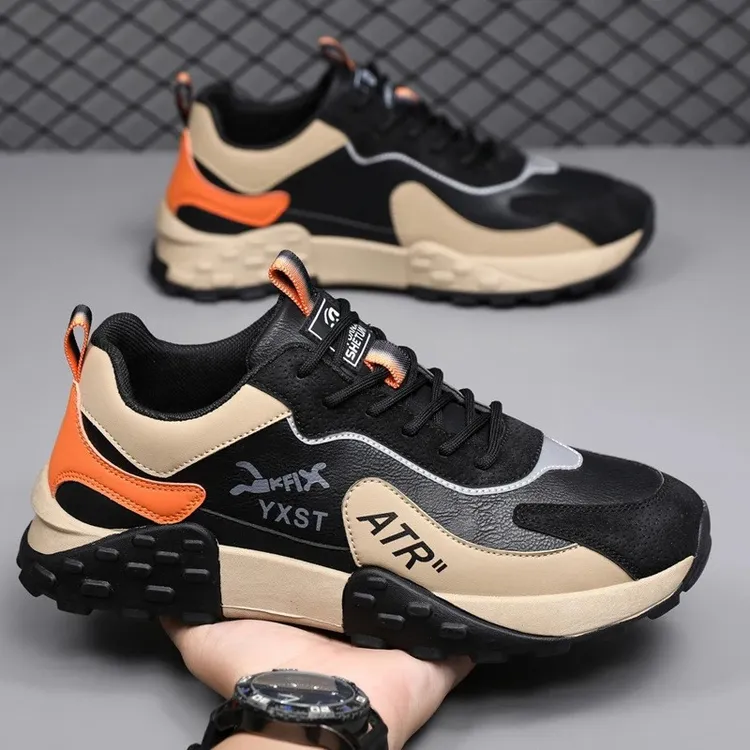 【足尖上的多巴胺】男士新款休闲运动鞋皮面软底轻便防滑耐磨跑步鞋