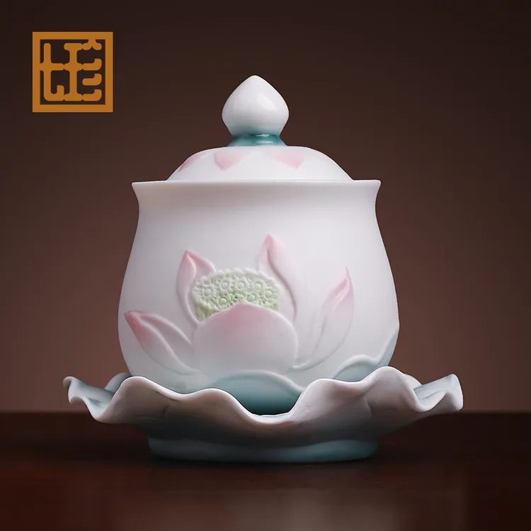 七珍莲花德化陶瓷厂家直销果盘糖果盘水果盘水杯圣水杯佛具