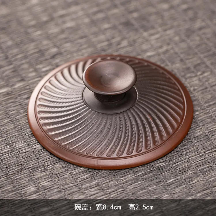 紫砂陶瓷单盖碗茶具配件悬停三才盖碗大容量家用功夫茶具泡茶碗