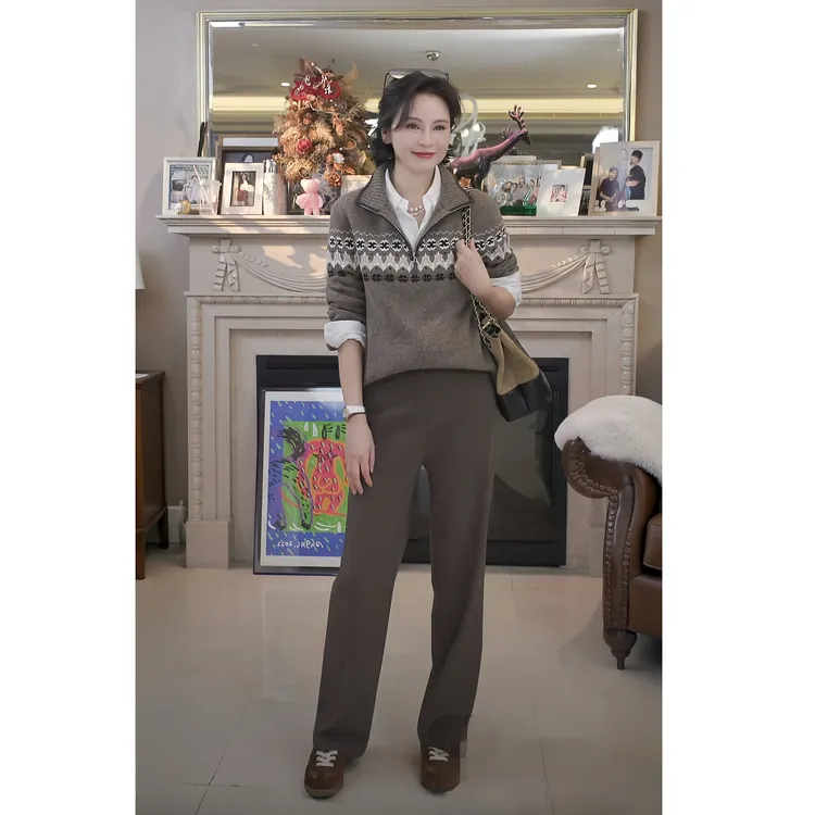 我是摩羯 费尔岛毛衣 澳洲美丽诺绵羊毛彩点纱提花秋冬毛衣