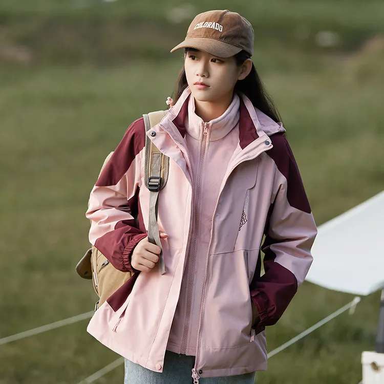 山系户外硬壳冲锋衣女三合一防风防水两件套抓绒内胆徒步登山服男
