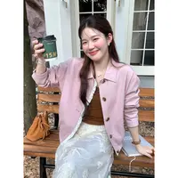 火火火【柔柔粉紫】韩版小众百搭蕾丝拼接外套W37687HH53