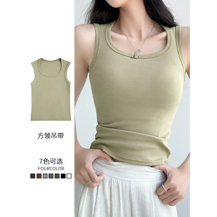 工字吊带背心女夏季2025新款带胸垫美背文胸一体外穿打底无袖上衣