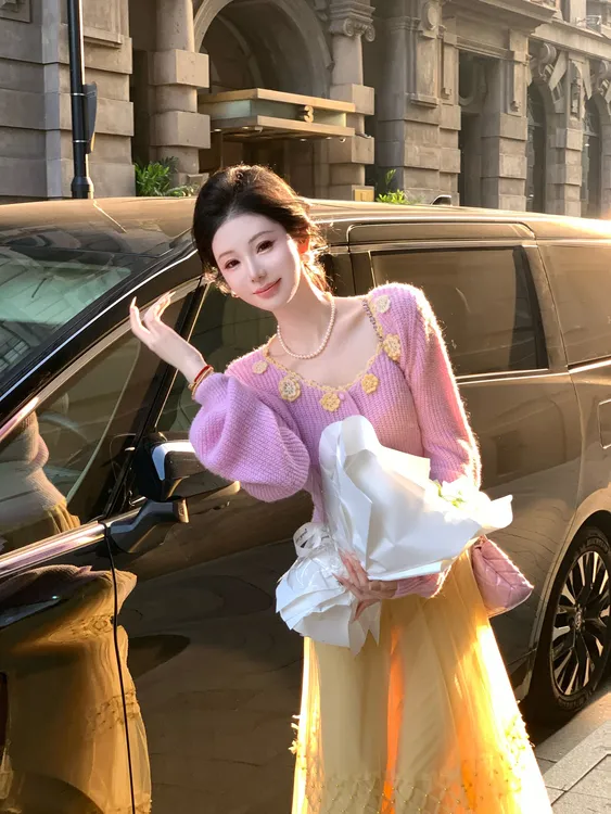 【雅乔定制】甜莓织梦 进口马海毛羊毛针织毛衣开衫女DYYY-25055996