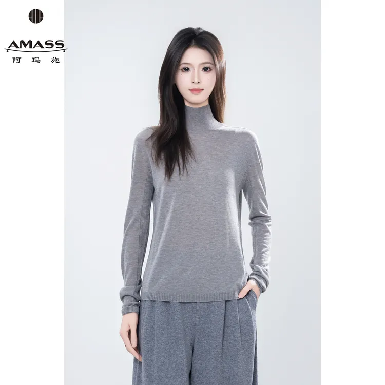 AMASS/阿玛施秋冬新款高领休闲风时尚复古百搭套头针织衫女538092