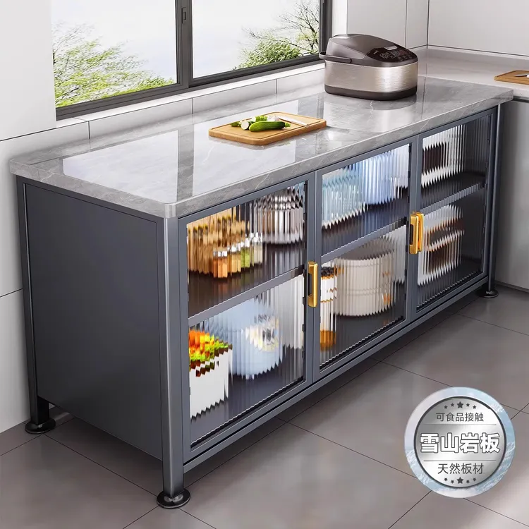 厨房置物架落地多层岩板餐边收纳柜多功能工作台靠墙储物锅具橱柜