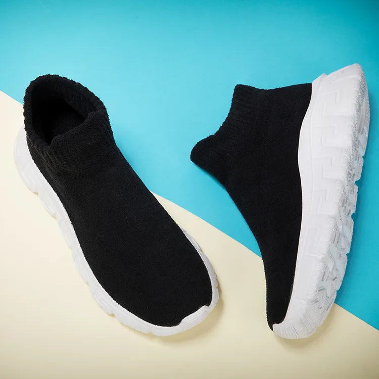 秋冬季绒面保暖一脚蹬袜子鞋棉鞋舒适健步鞋休闲运动鞋情侣鞋布鞋