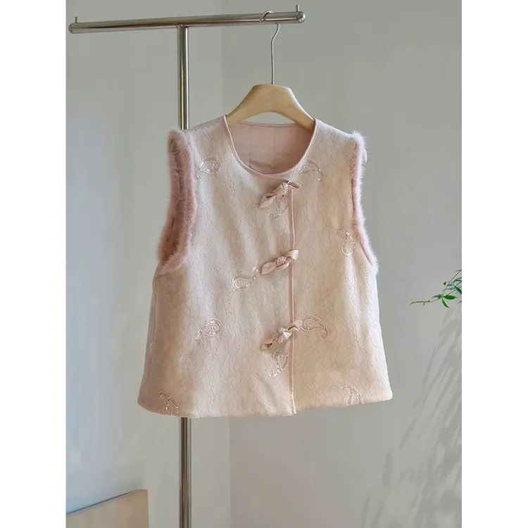 【象姐定制】【芙蓉锦】粉色马甲预CDX5MJ5610D时尚百搭马夹中国风