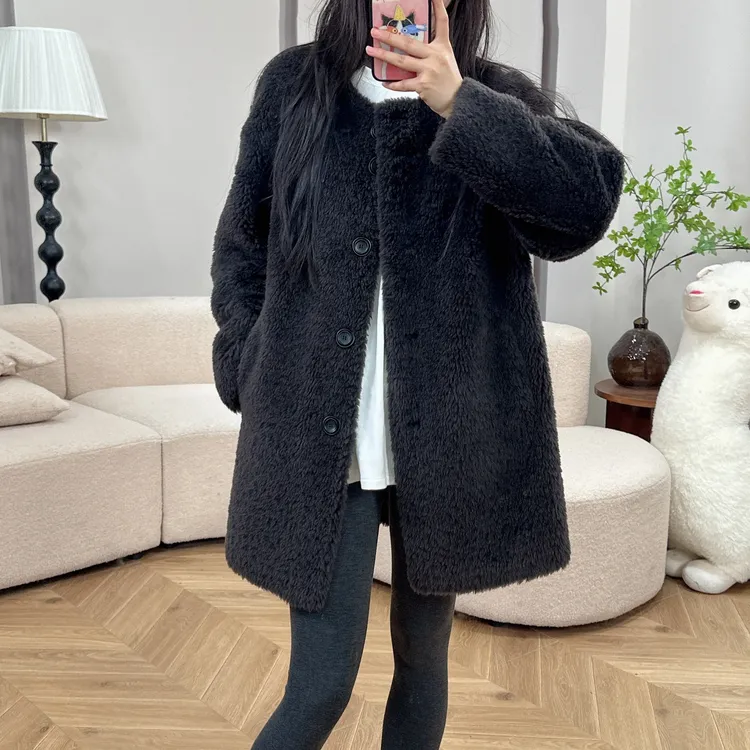 HANYU/韩禹TF227上新（拉贡）100羊毛外套休闲女士中长款百搭保暖