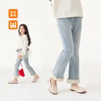 皇室童缘女童裤子春秋季2025新款儿童花边喇叭牛仔裤17780350001