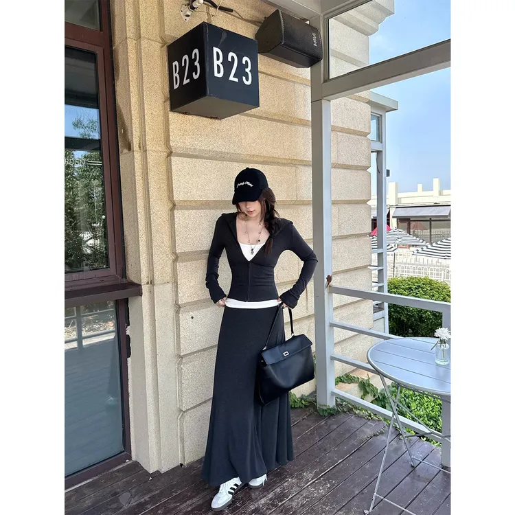 野生辣辣 慵懒日常 微胖mm早秋舒适三件套女休闲修身运动大码套装