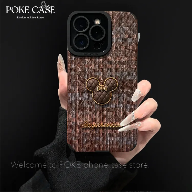 轻奢瞳眼十字纹米奇英文适用苹果16华为vivo小米oppo手链手机壳女