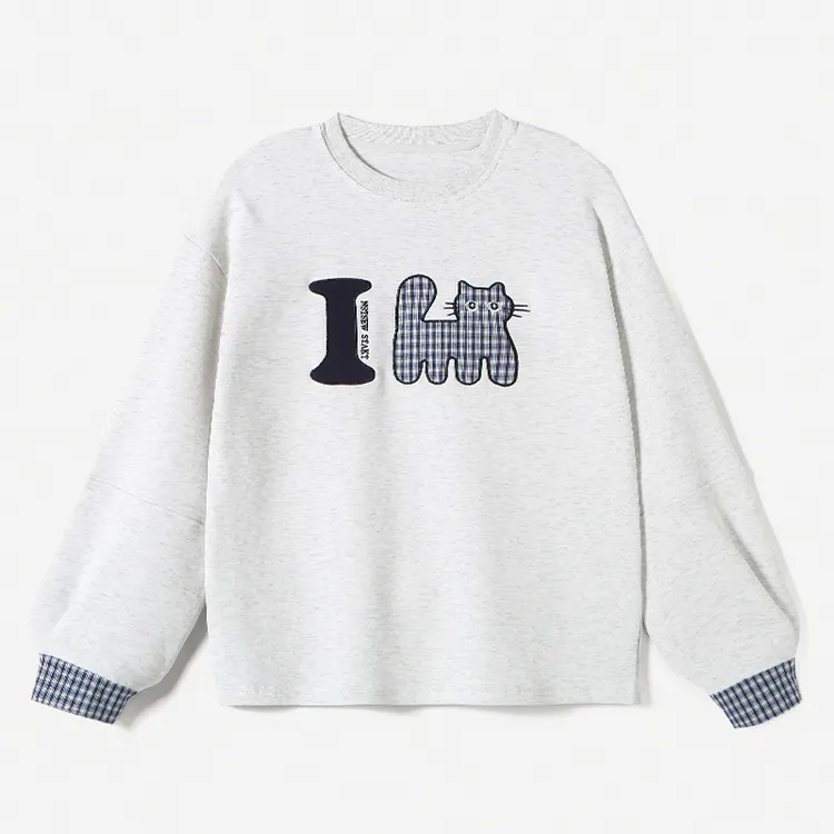 女童圆领卫衣秋装2025年新款中大童女孩休闲宽松上衣春秋款25778