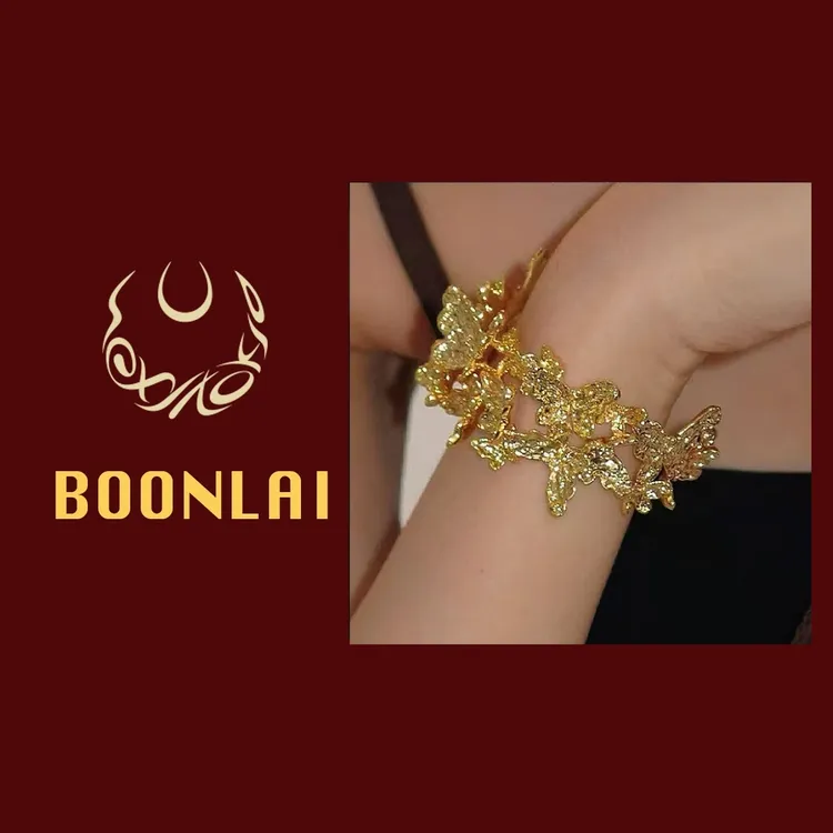 铜合金手镯 Boonlai金属褶皱蝴蝶夸张手镯1800