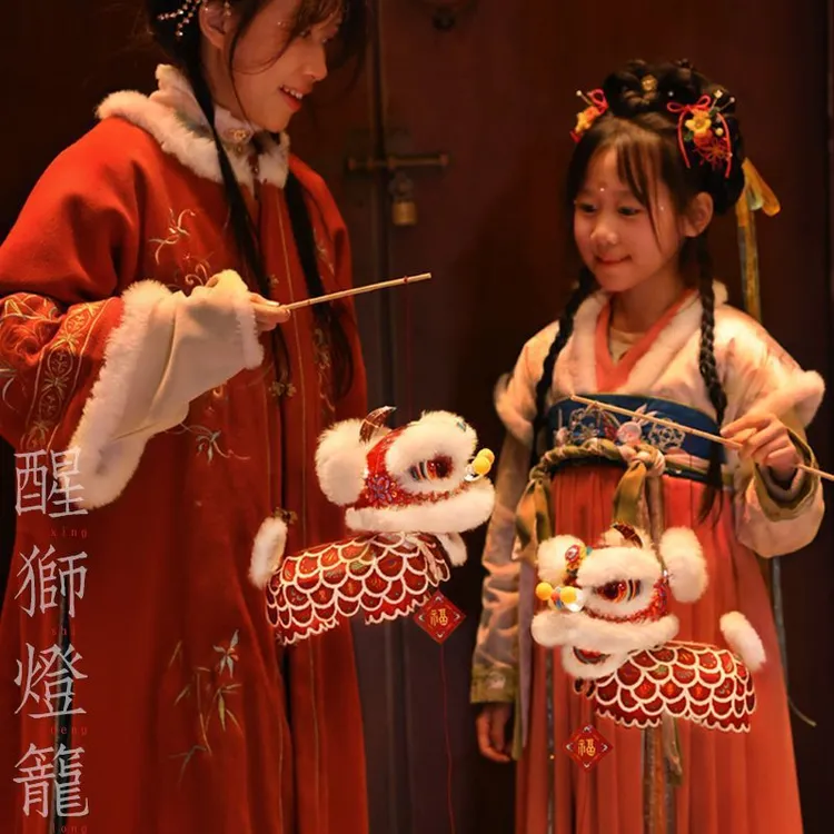 春节新年非遗醒狮手工灯笼立体可动儿童手工diy材料包夜市摆摊