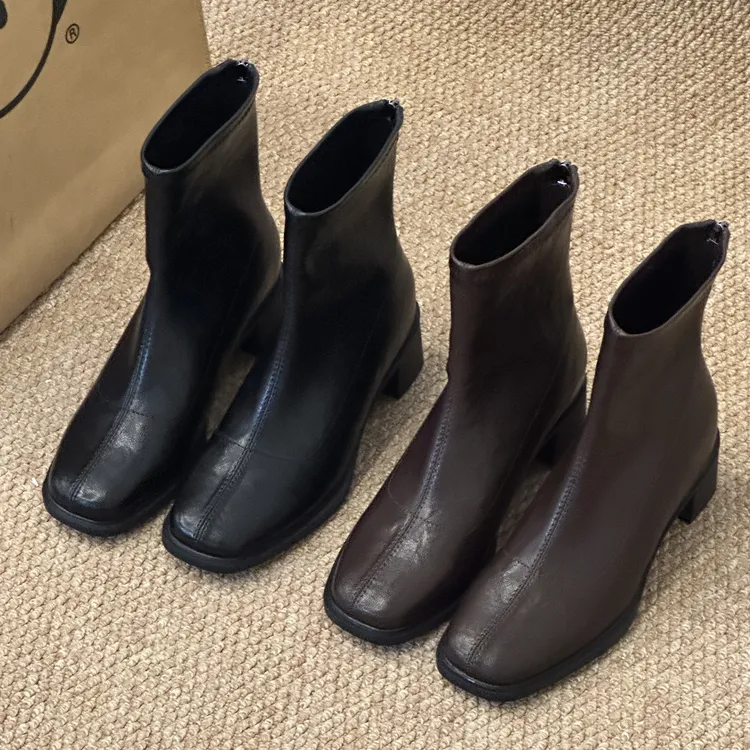 晚睡兰·内增高8cm美拉德瘦瘦靴女小个子内增高粗跟秋冬高跟靴子女