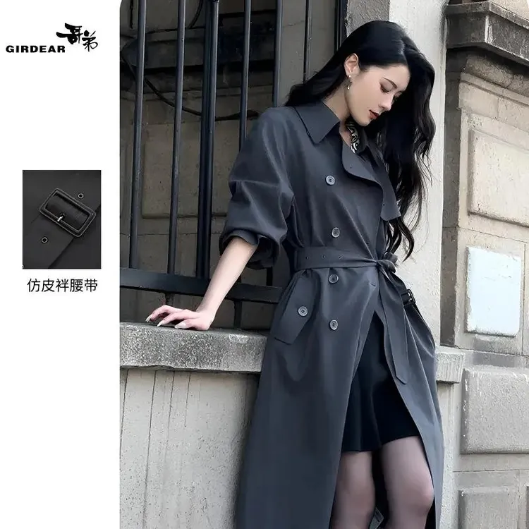 GIRDEAR/哥弟质感老钱风时尚气质百搭双排扣中长款老钱风双排扣
