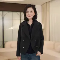 枫竺阿楠anan双面呢羊毛短大衣西装领双排扣出游服饰女秋毛呢外套