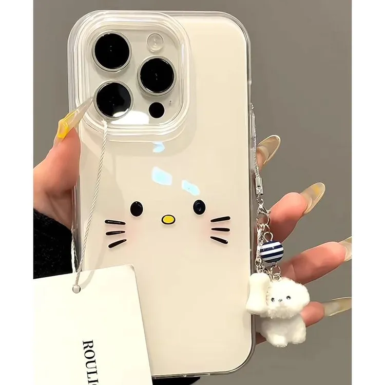 奶呼呼KT表情适用iPhone16/15大孔手机壳IMD防摔14/13硬壳XS/XR/7